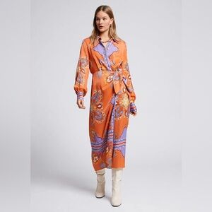 Faux Wrap Shirt Dress with Tied Side